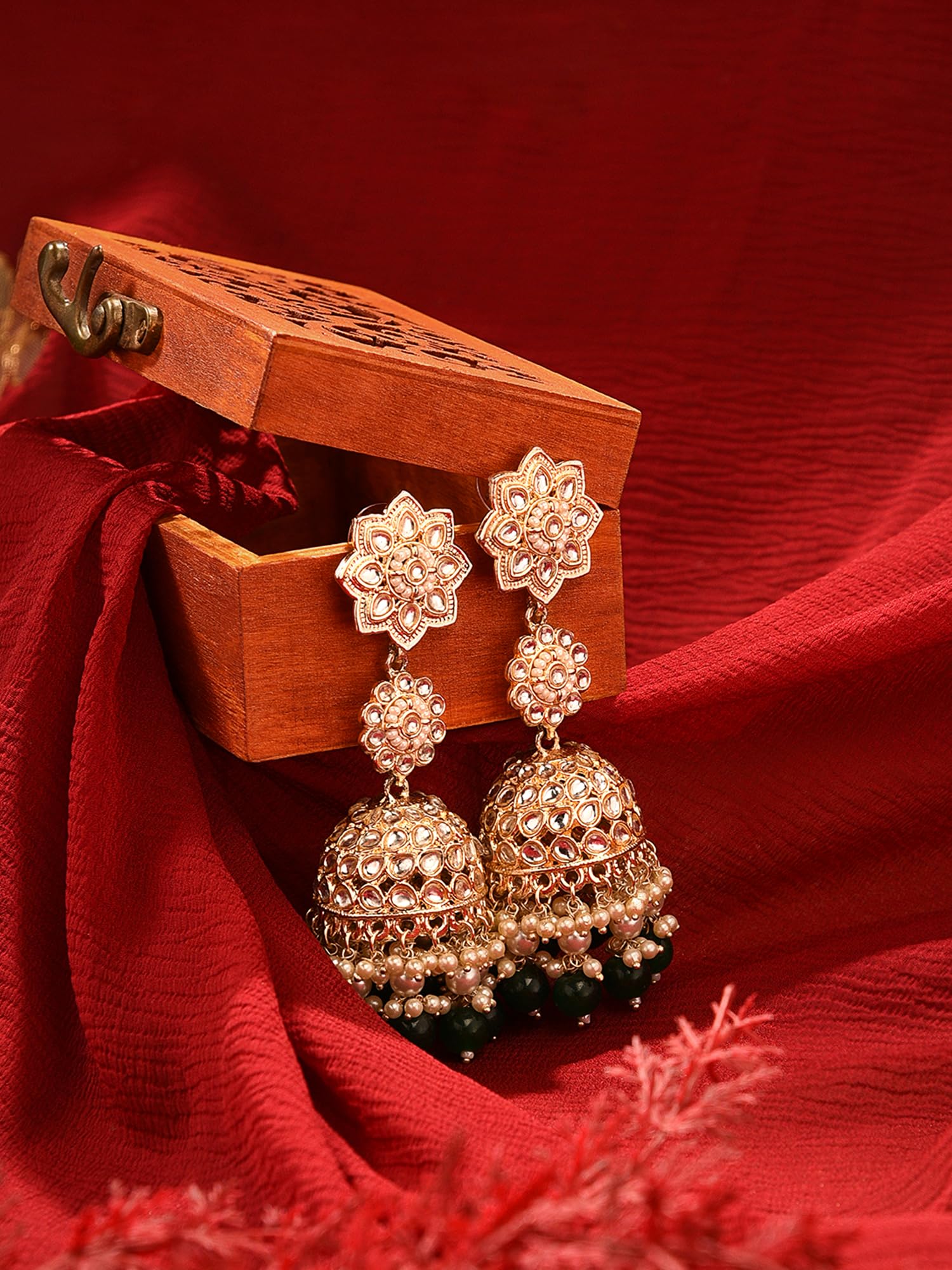 Cluster Beads & Kundan Jhumki Earring - ZPFK16208